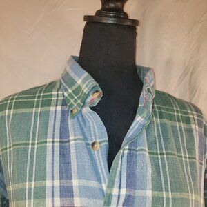 Lands' End Men's Madras Long Sleeve Button Down Shirt - XL (17-17.5)